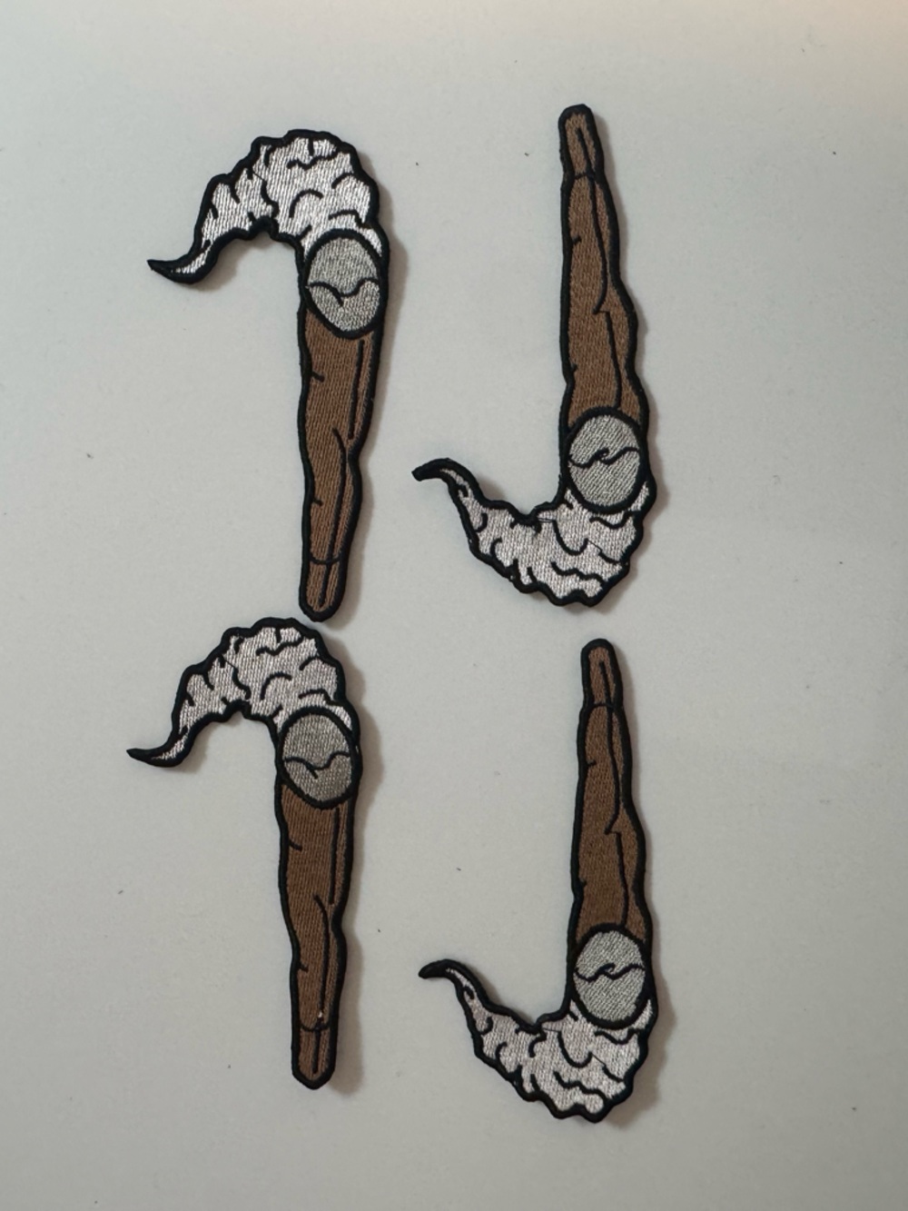 Set of 4 Smoking Cigar Iron-On Patches - Brown & White - Picture 2 of 2